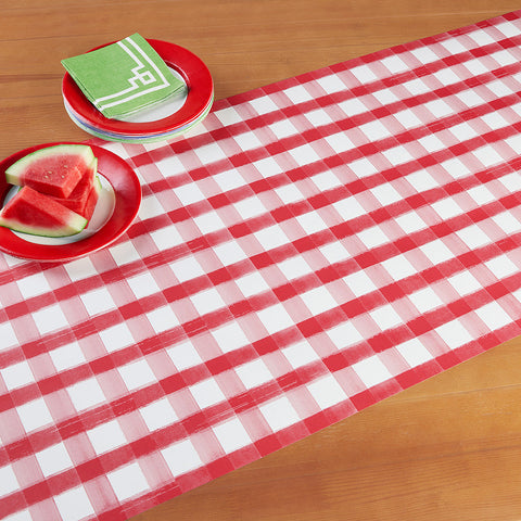 Hester & Cook Paper Table Runner, Red Painted Check