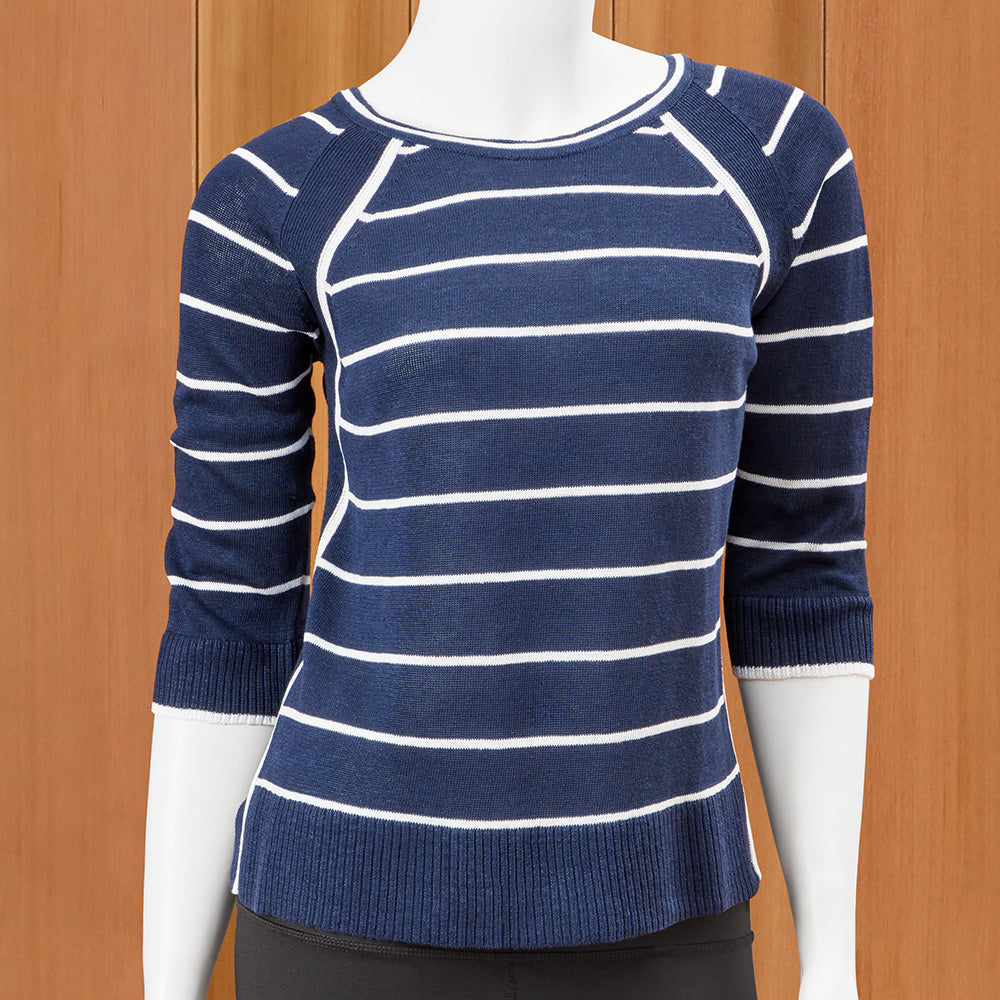 Kinross Cashmere Women's Raglan Stripe Pullover