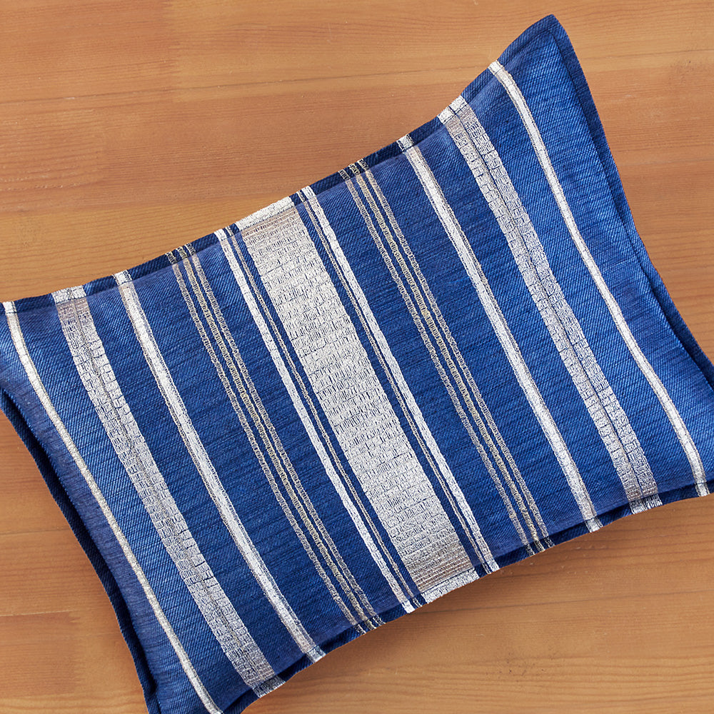 Coral & Tusk 12" x 16" Embroidered Linen Accent Pillow, Coastal Stripe Indigo