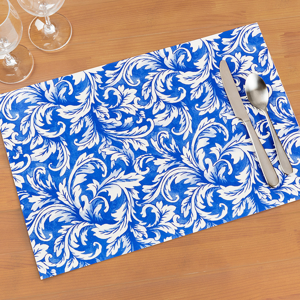 Hester & Cook Paper Placemats, China Blue Acanthus