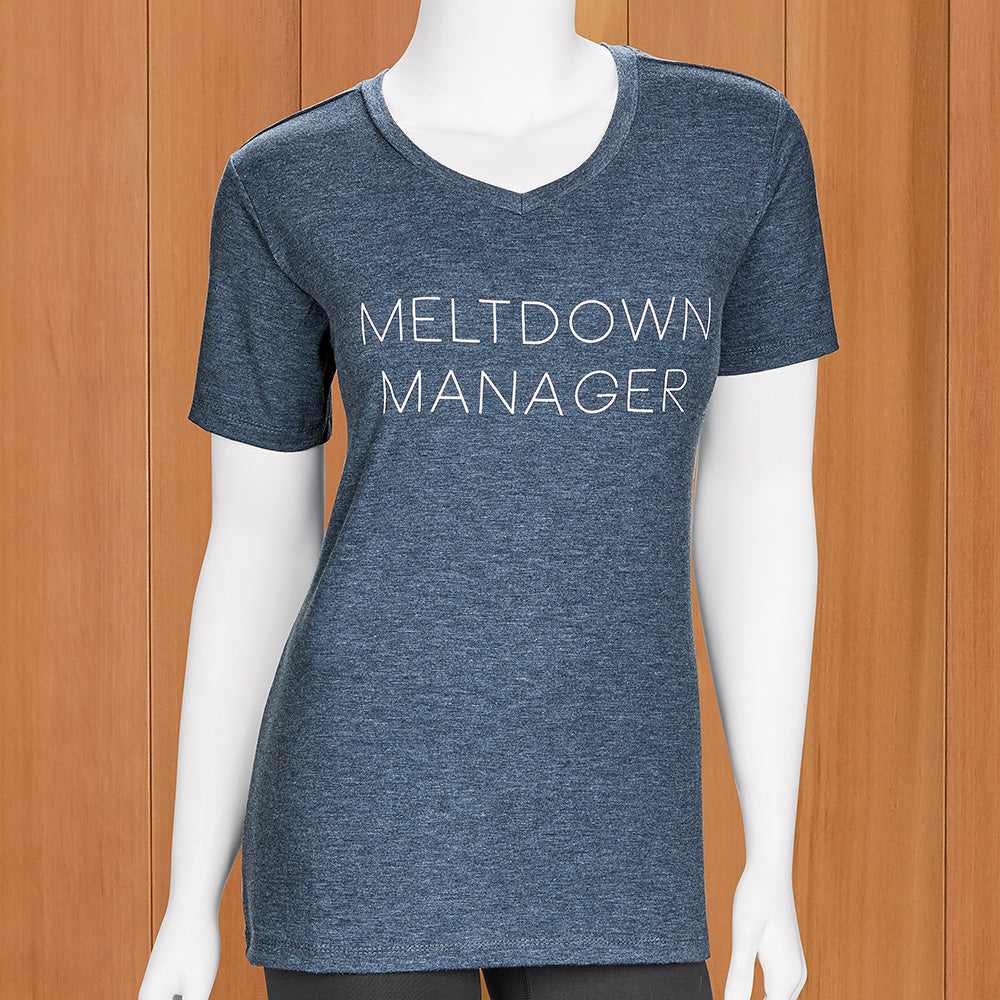 Mary Square Women's V-Neck T-Shirt, "Meltdown Manager"