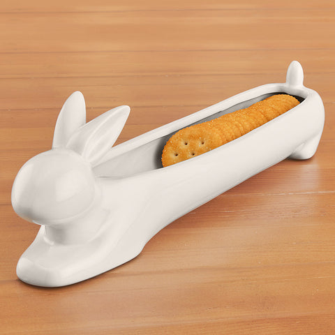 Creative Co-Op Ceramic Rabbit Cracker Dish