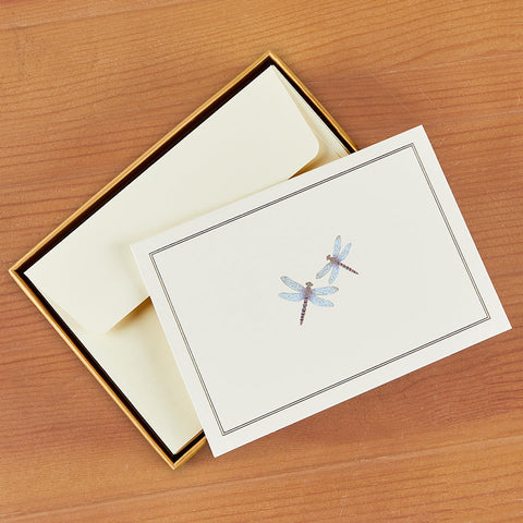 Embossed Blank Note Card Set, Dragonflies