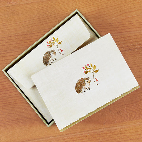 Embossed Blank Note Card Set, Hedgehog
