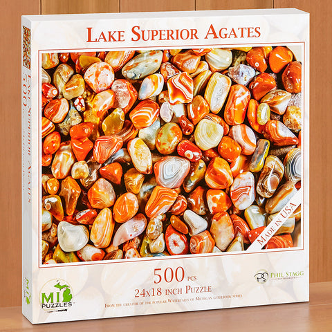 500 Piece Jigsaw Puzzle, "Lake Superior Agates" by Phil Stagg
