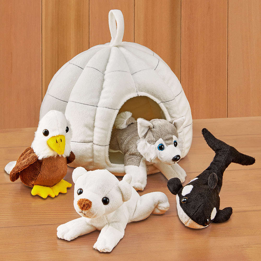 Snow House with Stuffed Animals