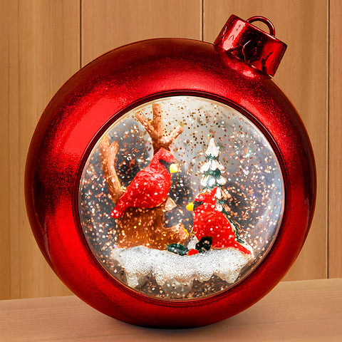 Musical LED Ornament Snow Globe, Cardinals