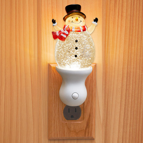 Holiday LED Night Light, Snowman Snow Globe