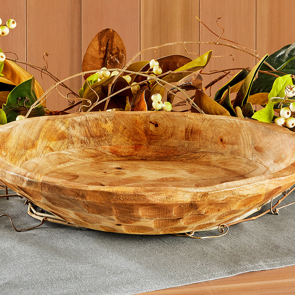 Hand-Carved Mango Wood Dough Bowl