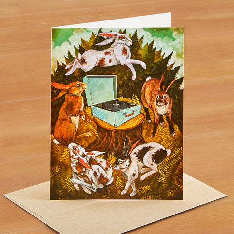 Hester & Cook Greeting Card, Rabbit Dance