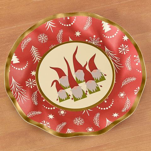 Sophistiplate Wavy Paper Plates & Bowls, Jolly Gnomes