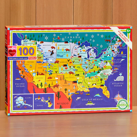 eeBoo 100 Piece Children's Jigsaw Puzzle, "This Land is Your Land"