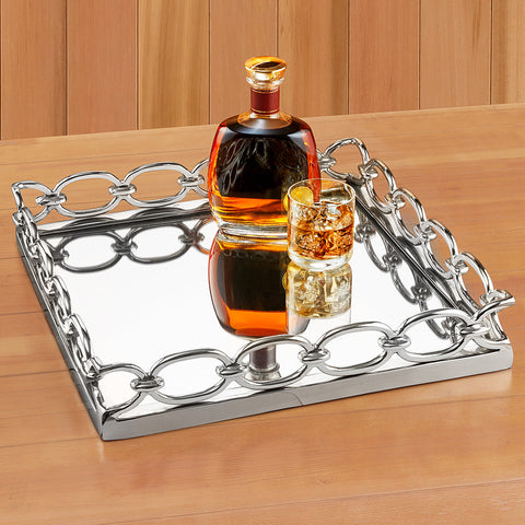 Polished Aluminum Mirrored Serving Tray