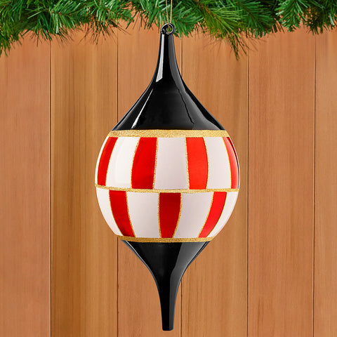 Black, White and Red Harlequin Glass Ornament