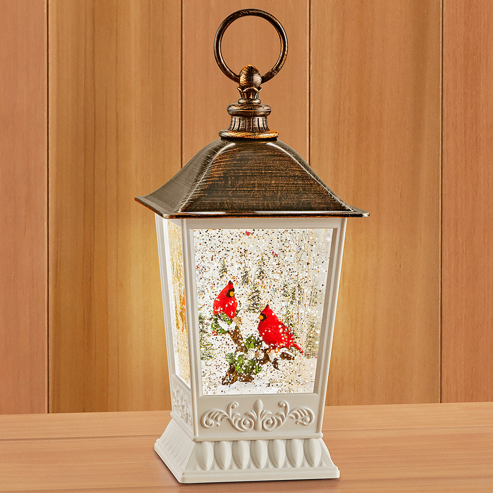 LED Lantern Snow Globe, Winter Cardinals – To The Nines
