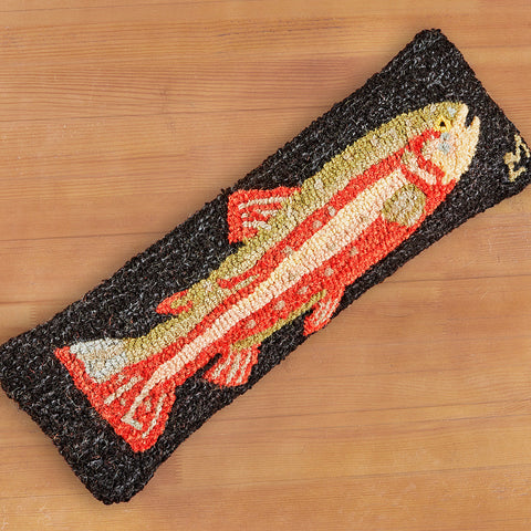 Chandler 4 Corners 8" x 24" Hooked Pillow, Steelhead Trout, Red