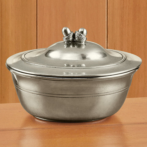 MATCH Pewter Covered Bowl with Acorn Finial