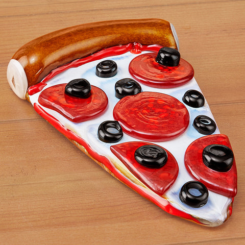 "White Sauce Pizza Slice" Glass Figurine by Cliff Goodman