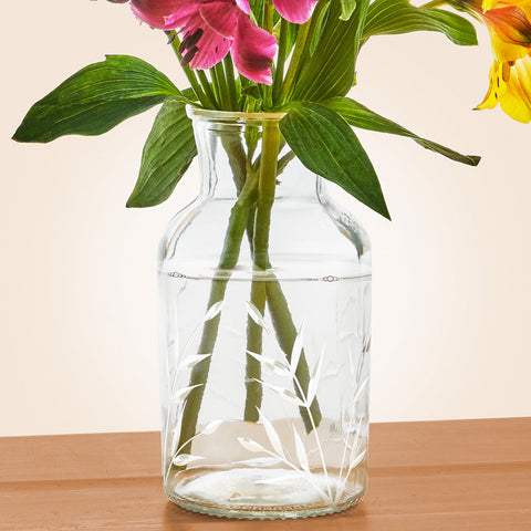 Etched Glass Apothecary Vase