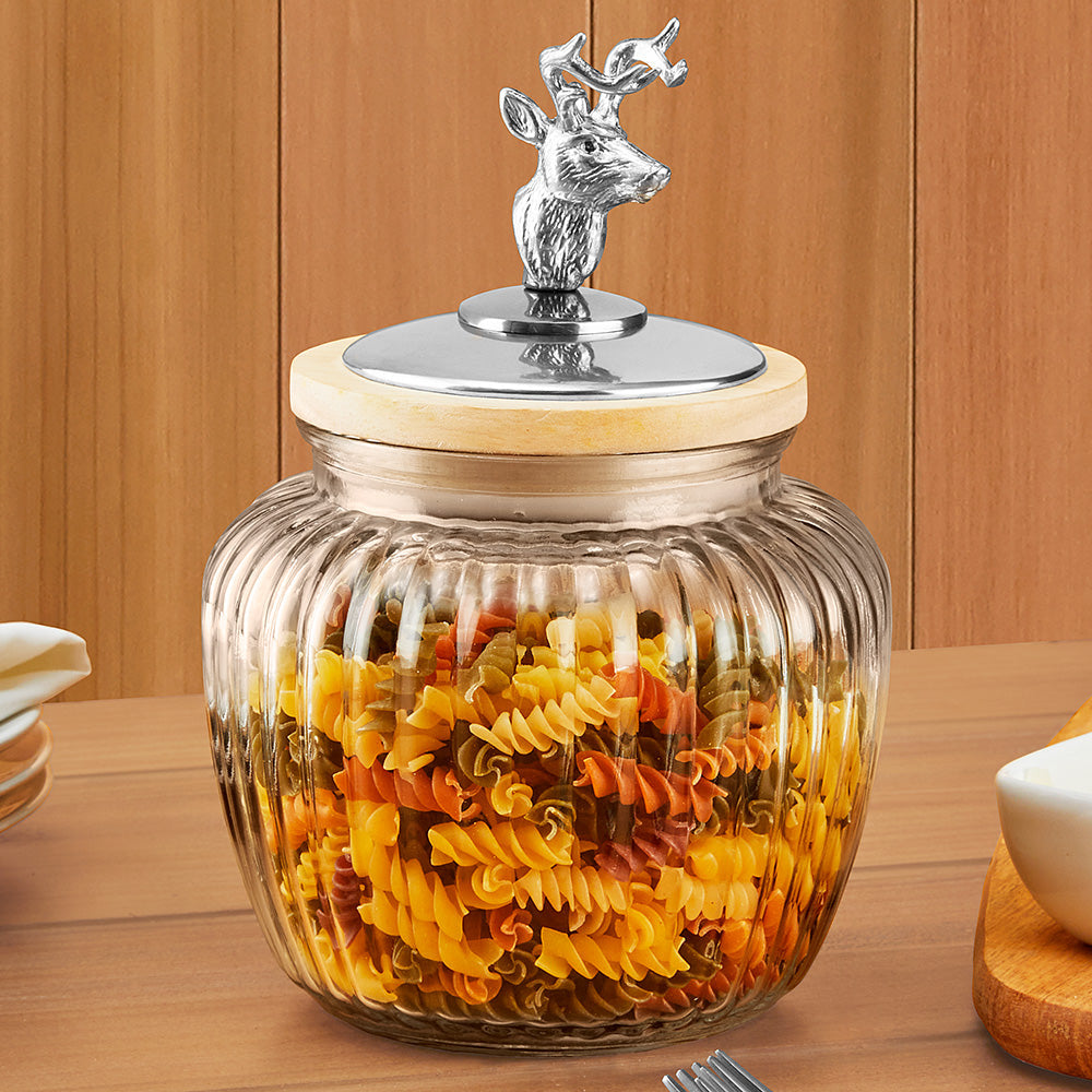 Arthur Court Glass Canister with Deer Finial