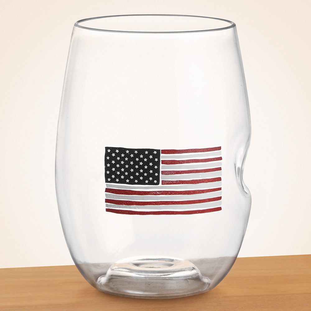 Govino Shatterproof Stemless Wine Glass, Stars & Stripes