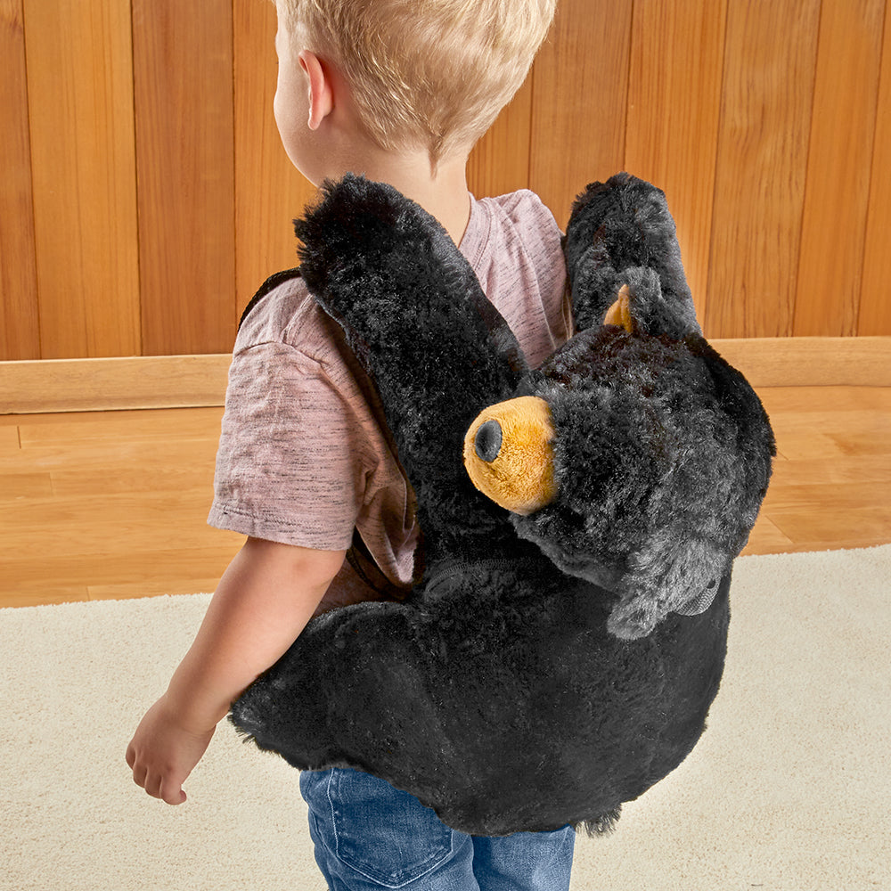 Kiwi Black Bear Plush Toy Backpack