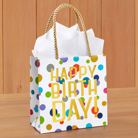 Caspari Paper Gift Bag, Happy Birthday Confetti