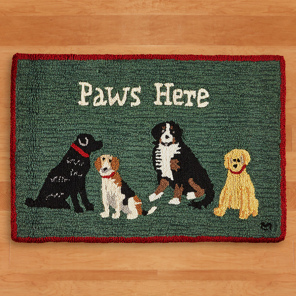 Chandler 4 Corners 2' x 3' Hooked Rug, Paws Here