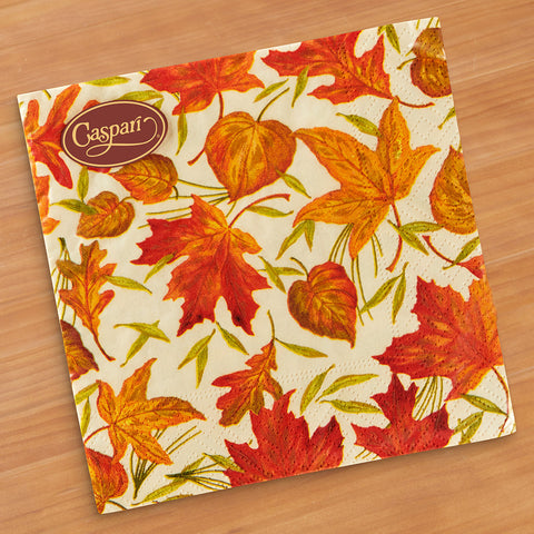 Caspari Paper Cocktail Napkins, Woodland Leaves