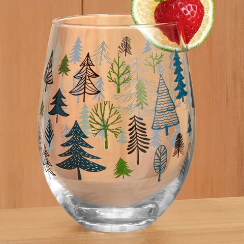 Winter Trees Stemless Wine Glass