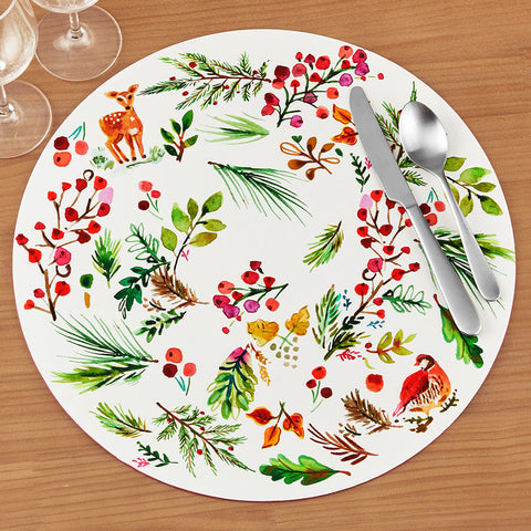 Beatriz Ball VIDA Happy Christmas Round Vinyl Placemats, Set of 4