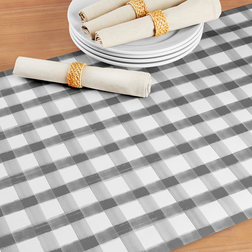 Hester & Cook Paper Table Runner, Brown Painted Check