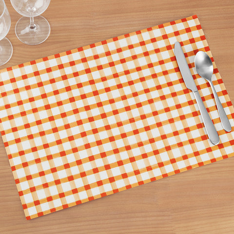Hester & Cook Paper Placemats, Painted Check, Orange