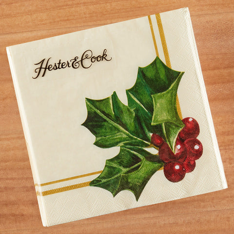 Hester & Cook Paper Napkins, Holly