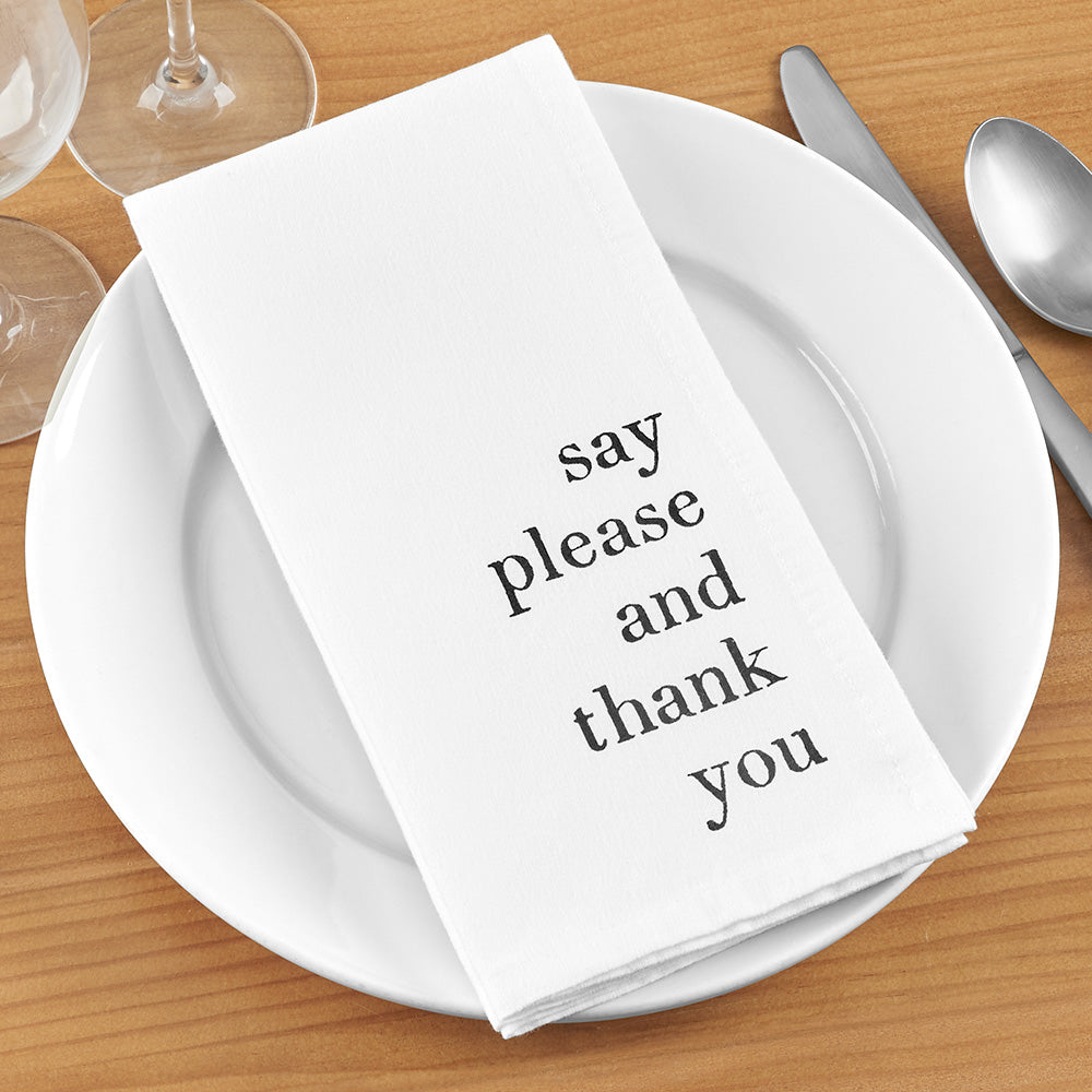 "Mind Your Manners" Cotton Dinner Napkins, Set of 6