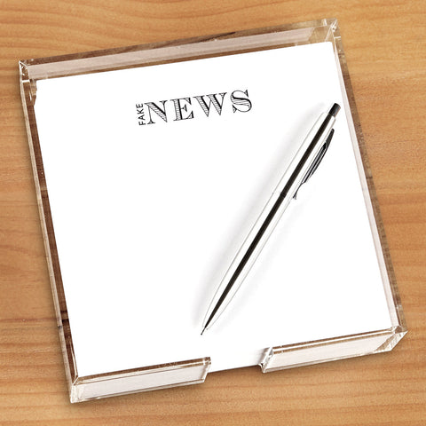 "Fake News" Notepaper in Acrylic Tray