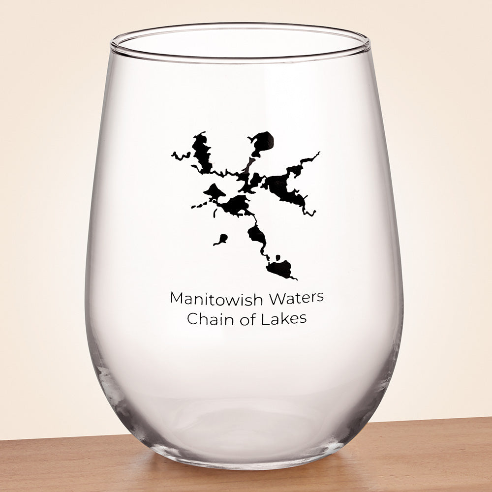 Manitowish Waters Chain of Lakes Stemless Wine Glass