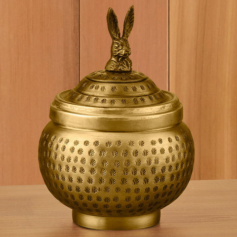 Lidded Canister with Bunny Finial