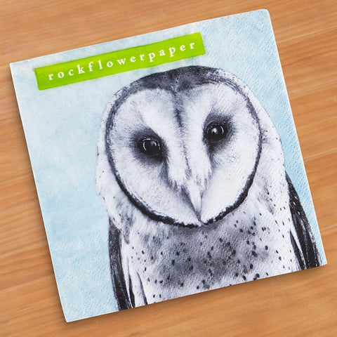 rockpaperflower Paper Cocktail Napkins, Snowy Owl