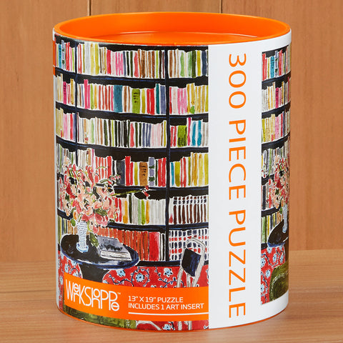 WerkShoppe 300 Piece Jigsaw Puzzle, "Books with Flowers" by Kate Lewis
