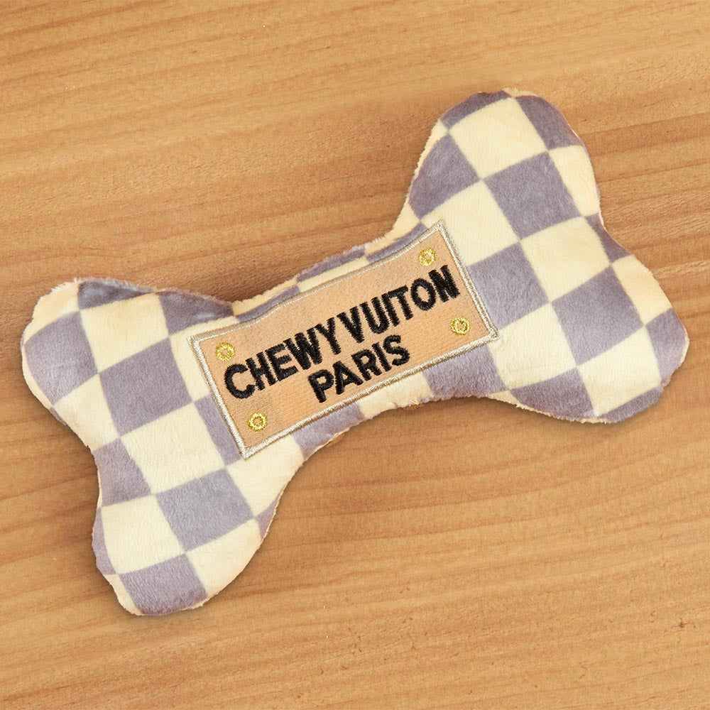 Chewy Vuiton Checkered Bone Dog Toy