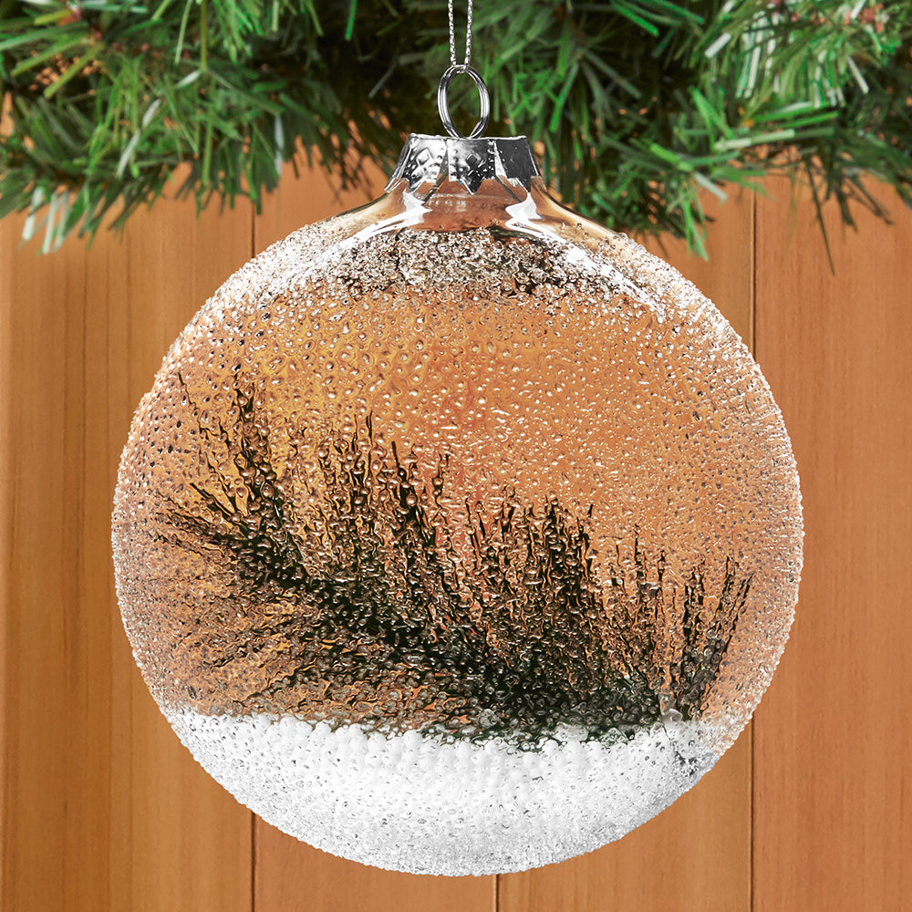 Evergreen in Beaded Glass Ball Ornament
