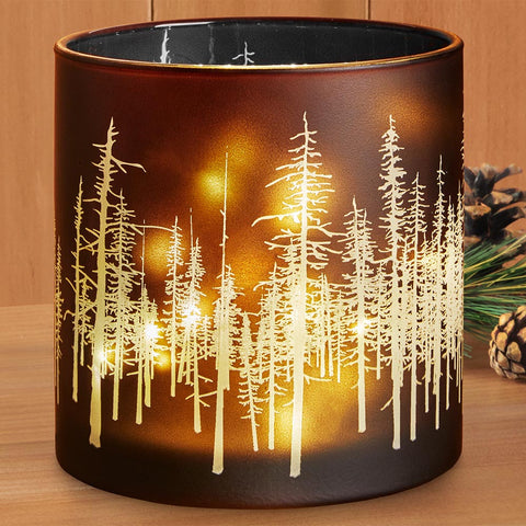 "In the Woods" LED Glass Hurricane