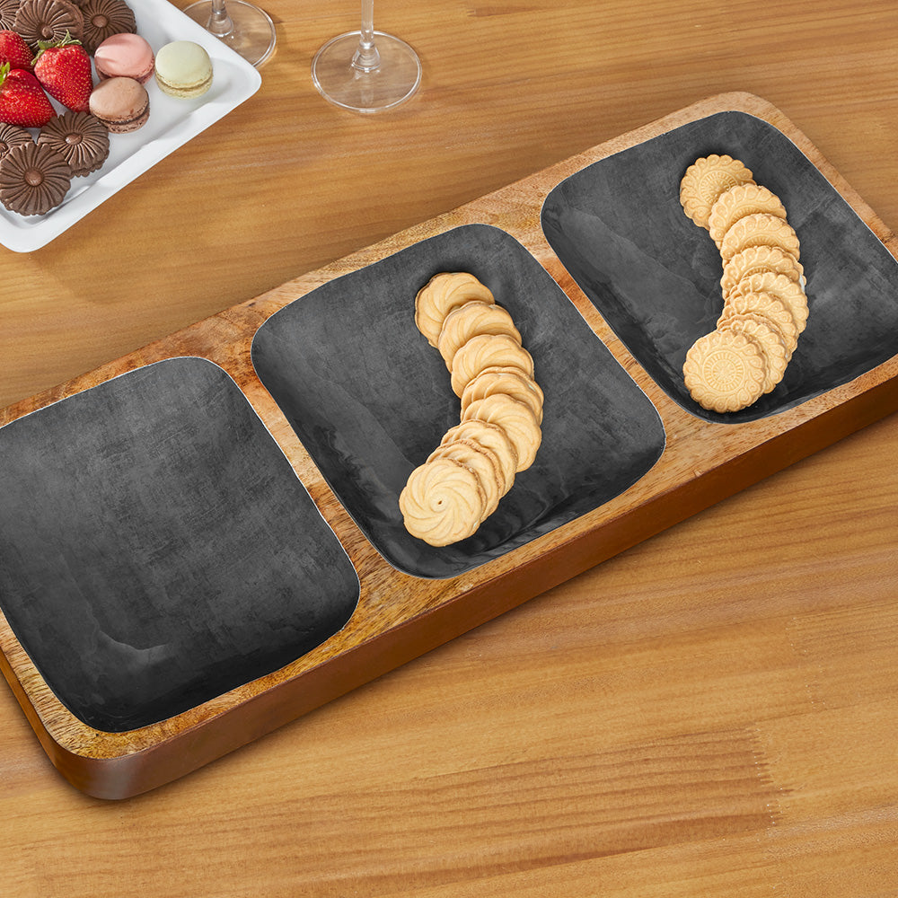 Enameled Mango Wood Condiment Tray To The Nines Manitowish Waters