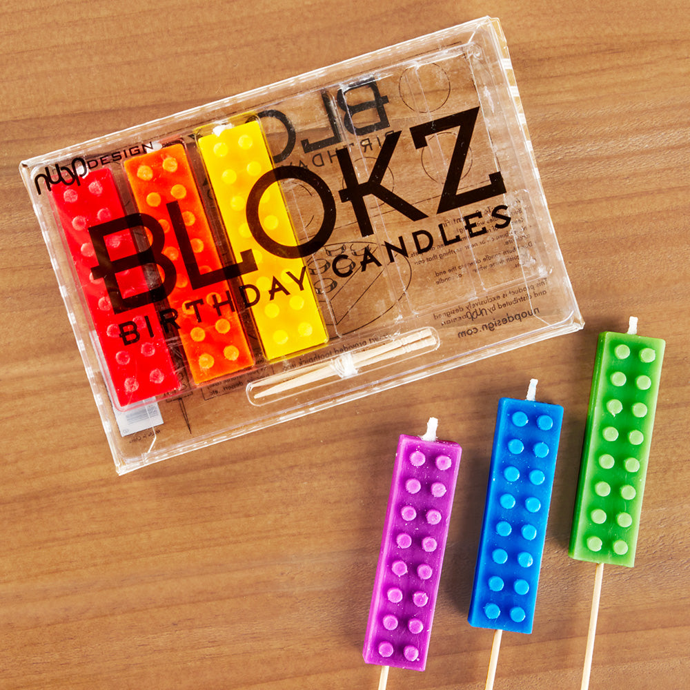 Lego-Style Blokz Party Candles, Set of 6