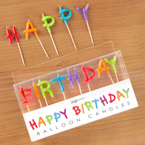 "Happy Birthday" Balloon Candles, Set of 13