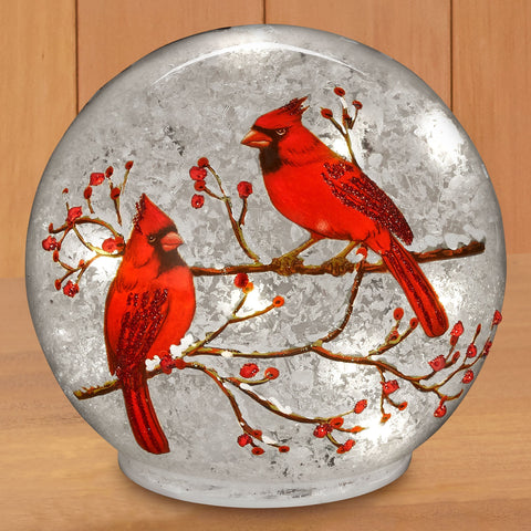 LED Winter Cardinals Globe
