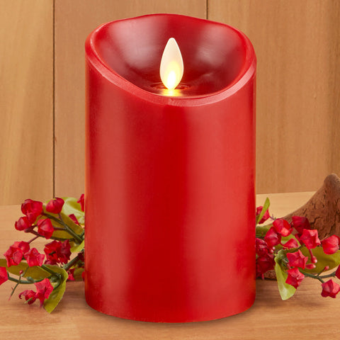 Luminara Unscented Flameless Pillar Candle, Red