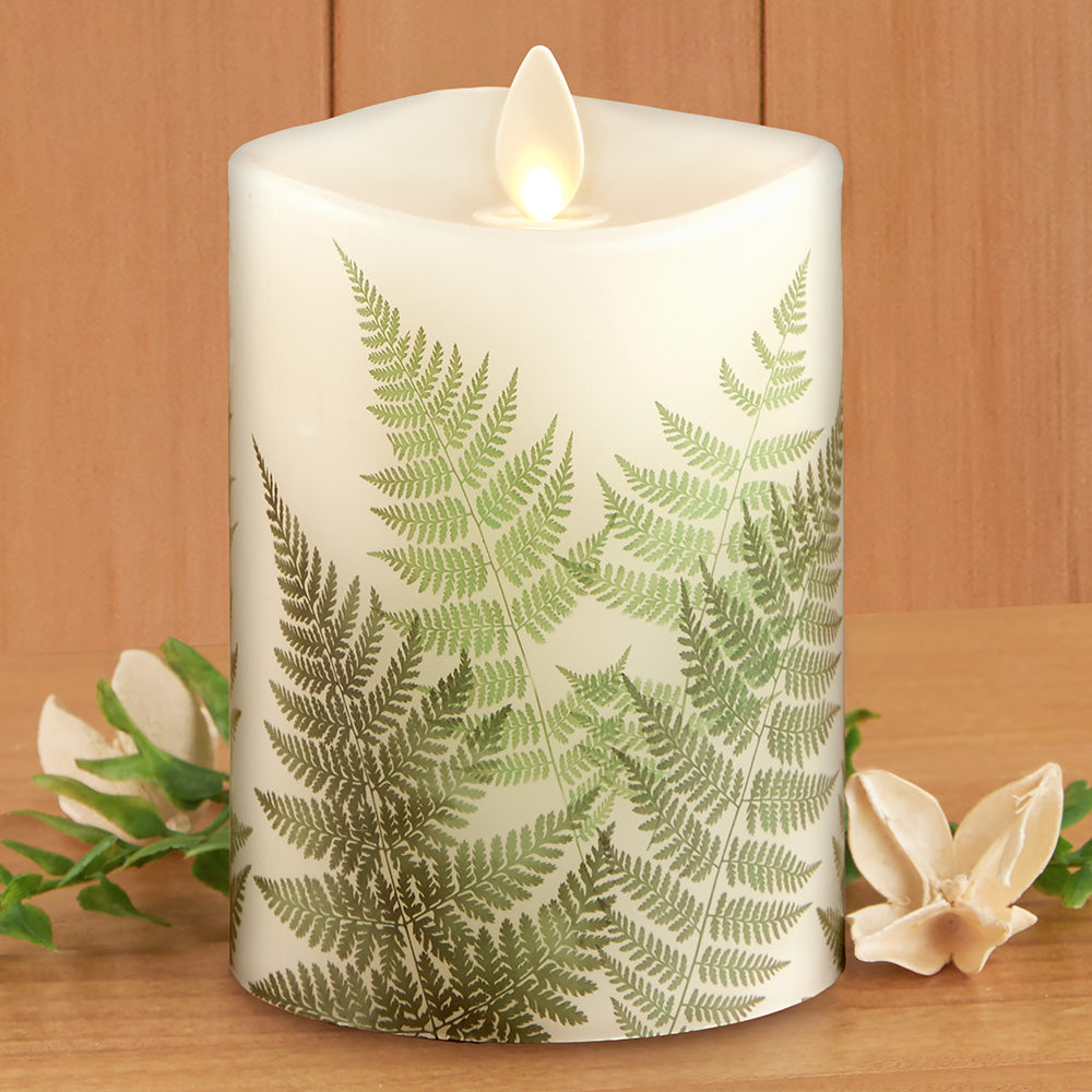 Luminara Unscented Flameless Pillar Candle, Fern To The Nines