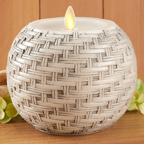 Luminara Unscented Flameless Globe Candle, Basket Weave